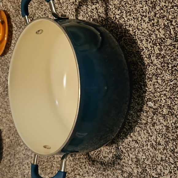 The Pioneer Woman Stock Pot Lid Blue Teal Green Color Enamelware Non-Stick - Picture 2 of 5